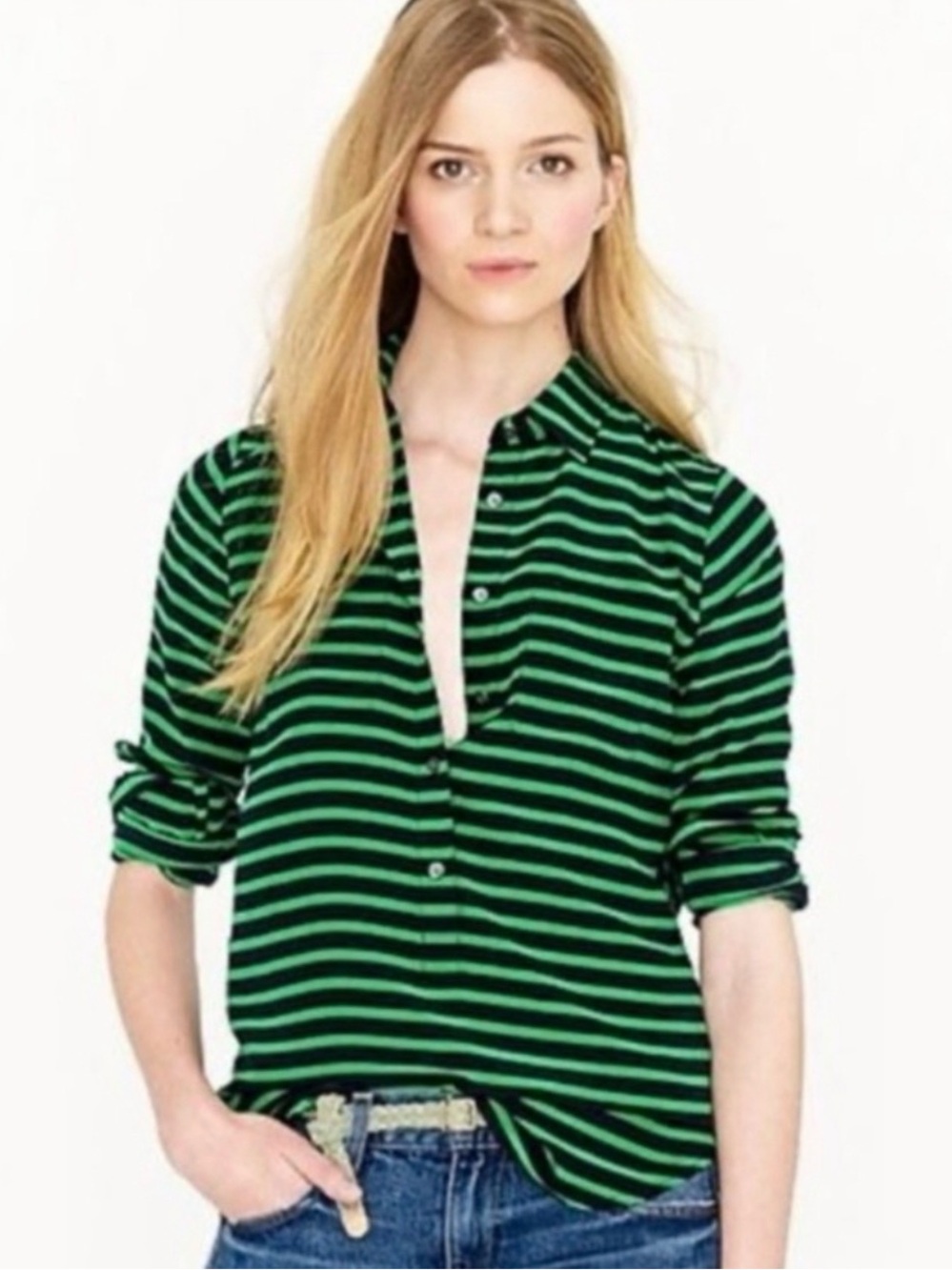 J. Crew Stripe Silk Blouse- Size 4